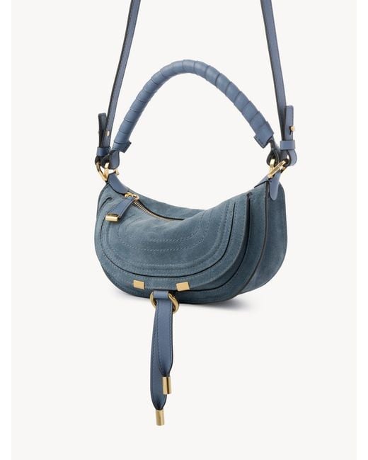 Chloé Blue Chloé Mini Marcie Suede Shoulder Bag