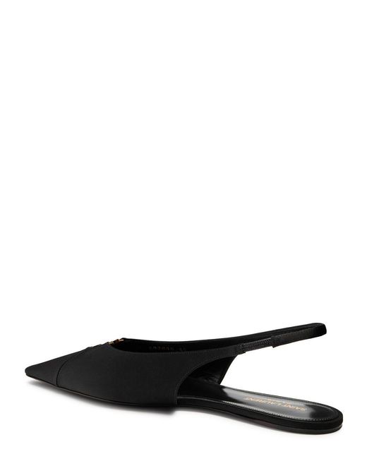 Saint Laurent Black Satin Flat Shoes