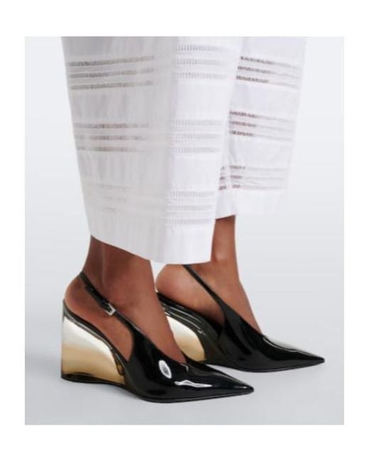 Alaïa Black Invisible Patent Leather Wedge Pumps