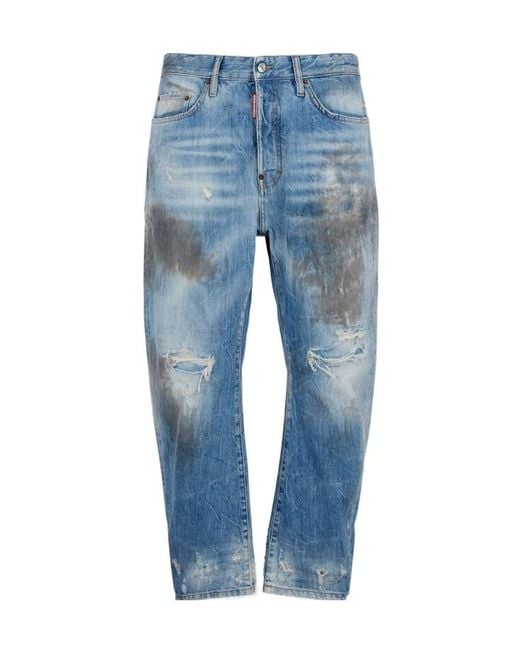 DSquared² Blue Light Dirty Wash Bro Distressed Jeans for men