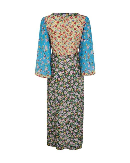Rixo White V-Neck Floral Printed Dress