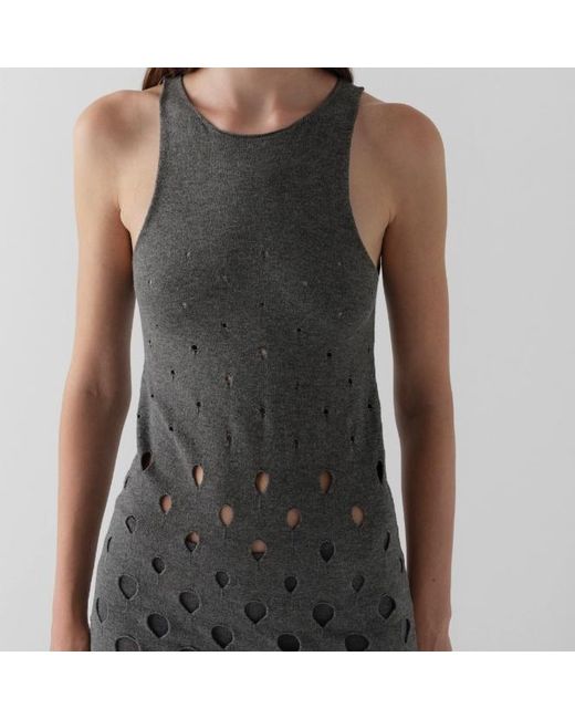 GIMAGUAS Gray Aros Perforated Sleeveless Dress