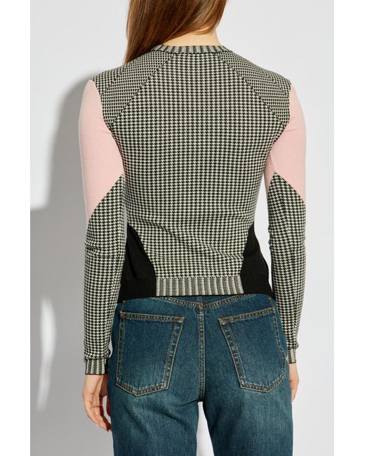 McQueen Green Panelled Asymmetric Jumper