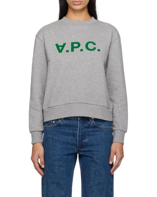 A.P.C. Gray Logo Printed Crewneck Sweatshirt