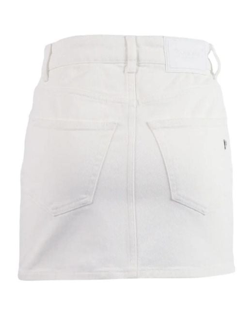Dondup White Straight Hem Mini Denim Skirt