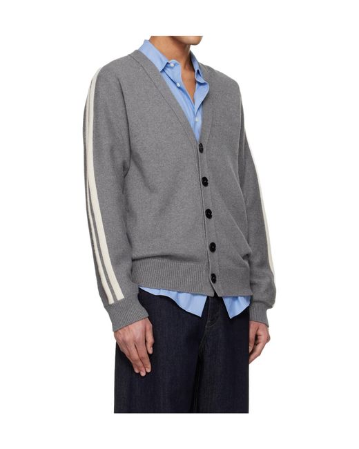 Jil Sander Gray Cashmere Blend Long-Sleeved Knit Cardigan for men