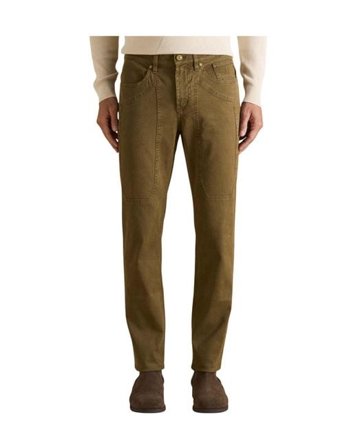 Jeckerson Green Casual Pants With Belt Loops for men