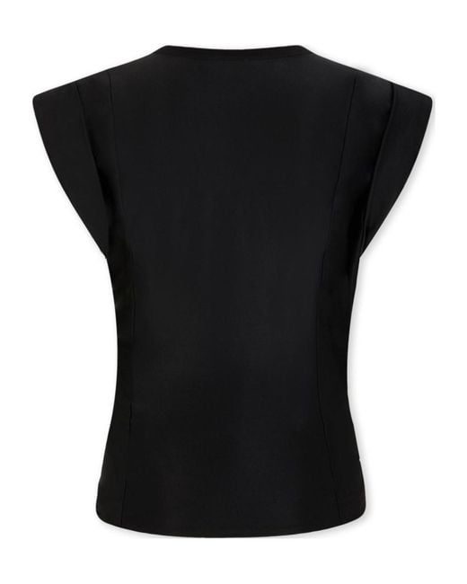 Rabanne Black Asymmetric Gathered-Detail Blouse