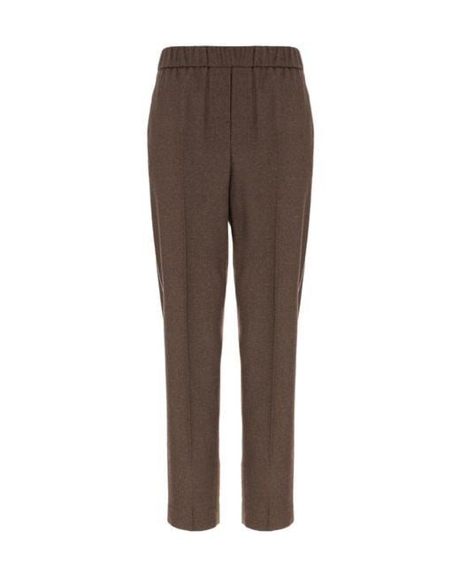 Peserico Brown Wool And Cashmere Trousers