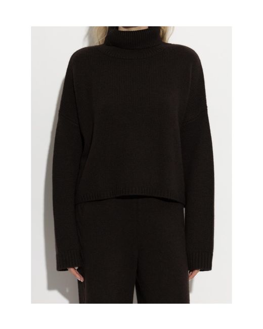 Lisa Yang Black Zerlina Boxy Turtleneck Knitted Sweater
