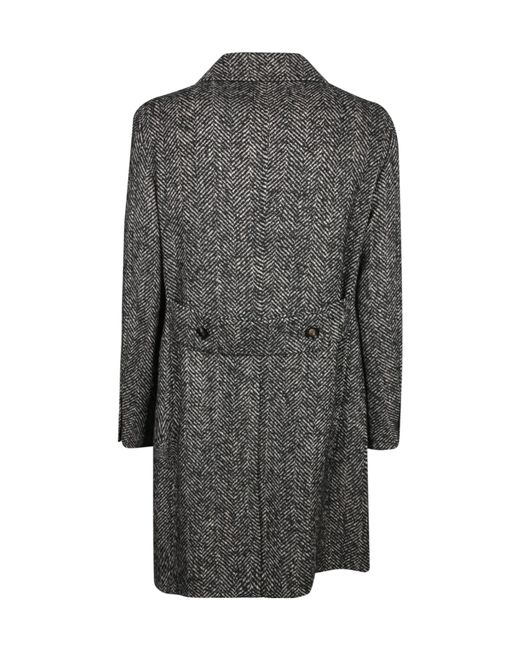 Tagliatore Gray Herringbone Double-Breasted Coat for men