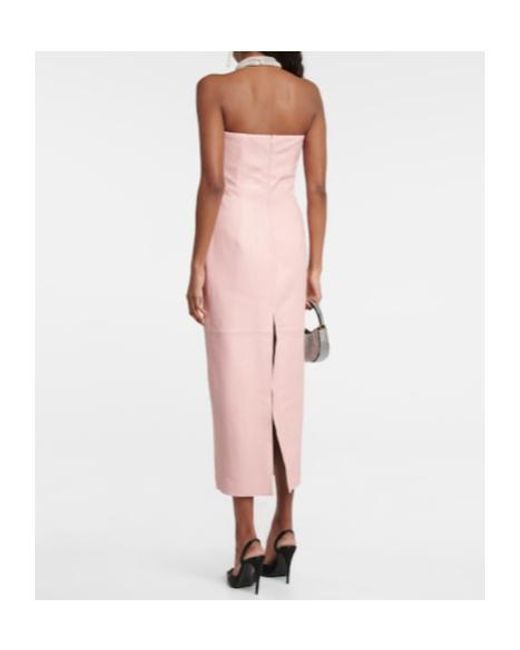 Magda Butrym Pink Leather Bustier Midi Dress