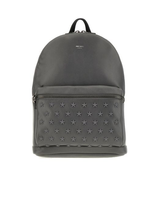 Jimmy Choo Gray Logo Printed Zip-Up Backpack for men
