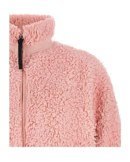 Jil Sander Pink Stand-Up Collar Fleece Jacket