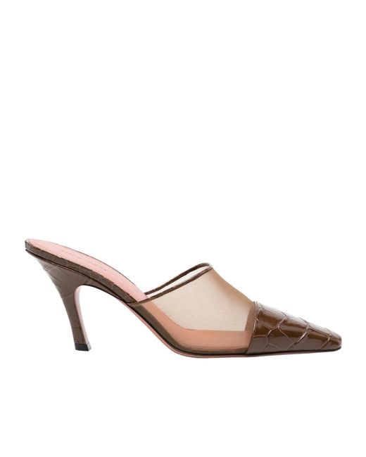 AMINA MUADDI Brown Pointed-Toe High-Heeled Slides