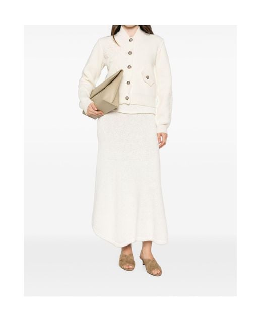 ERMANNO FIRENZE White Single-Breasted Long-Sleeve Knit Top