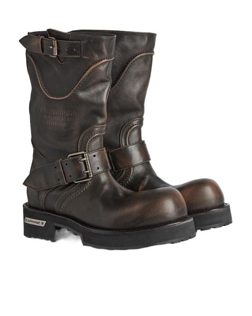 Balenciaga Black Venom Buckled-Strap Boots for men