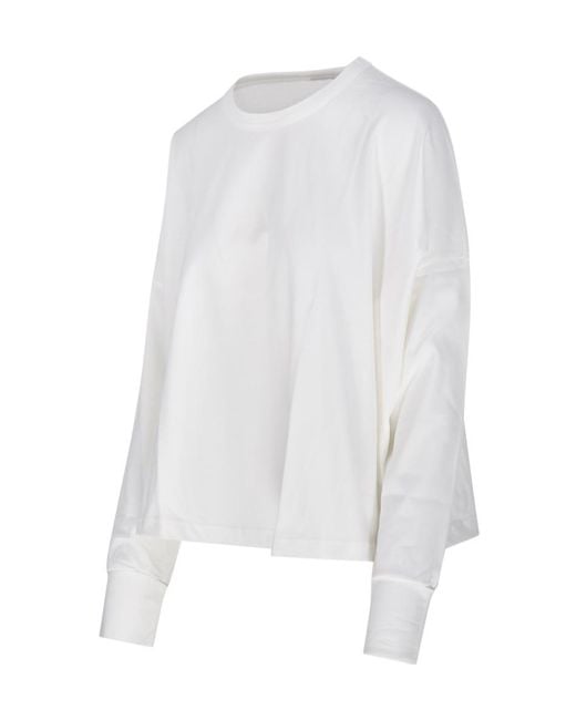 Studio Nicholson White Loop Long Sleeved Crewneck T-Shirt