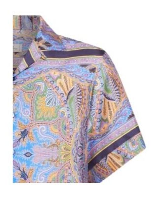 Etro Blue Graphic-Print Shirt for men