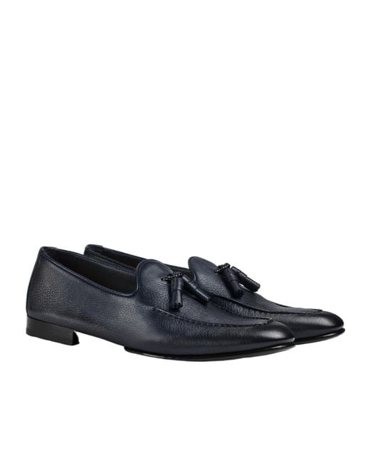 Doucal's Blue Tassel Loafers for men