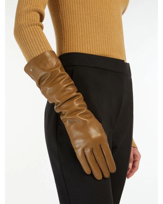 Max Mara Brown Solid-Color Gloves