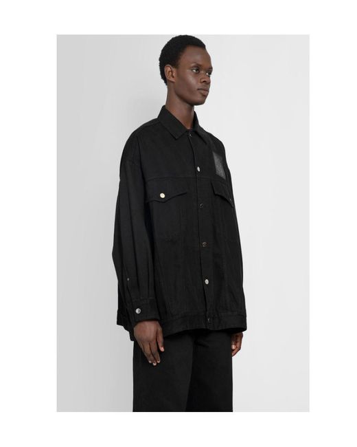 Raf Simons Black Lapel Denim Coat for men