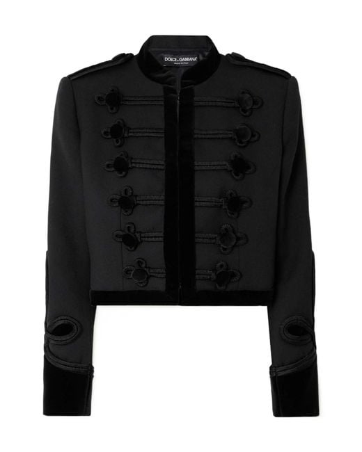 Dolce & Gabbana Black Gabardine Epaulettes Jacket