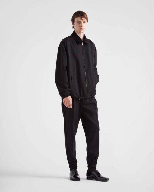 Prada Black Pressed-Crease Velvet Tailored Trousers for men