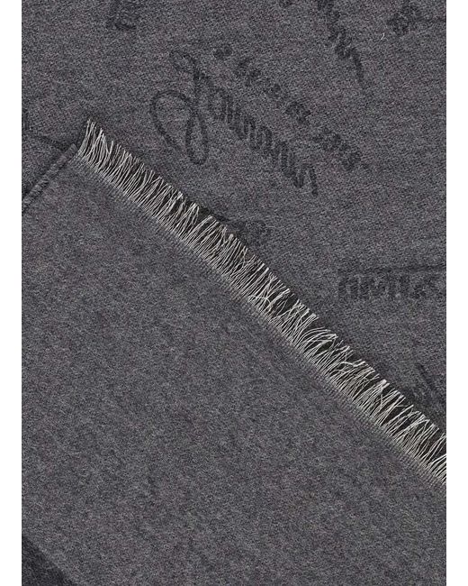 Lanvin Gray Frayed Hem Scarf