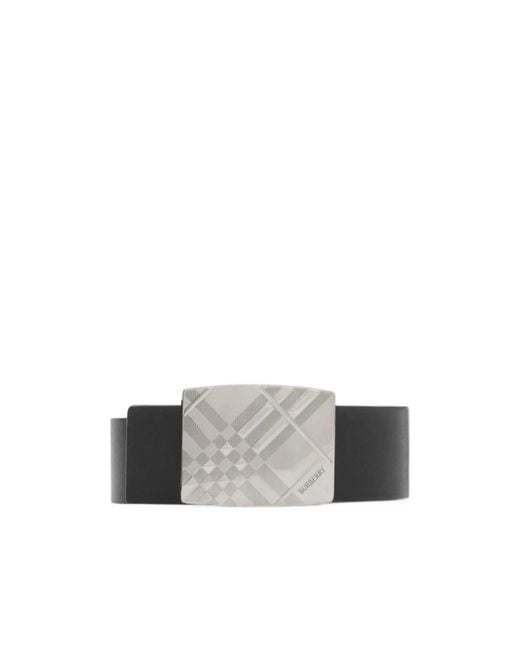 Burberry White Reversible Engraved Check Belt for men