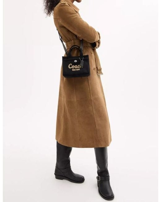 COACH Black Cargo Logo Flocked Tote Bag