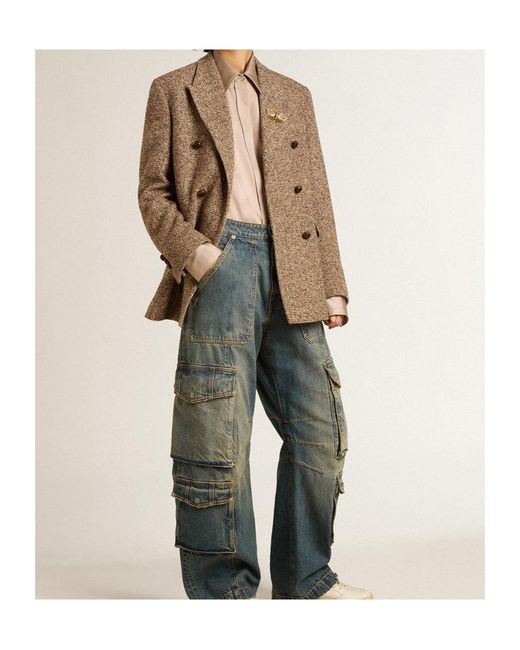 Golden Goose Deluxe Brand Natural Batilda Boyfriend Long Sleeved Satin Shirt