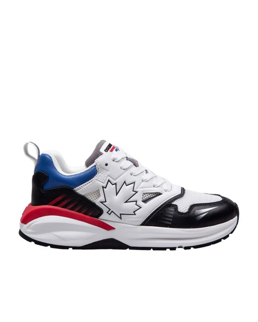 DSquared² Blue Dash Maple Leaf Quilted Sneakers for men