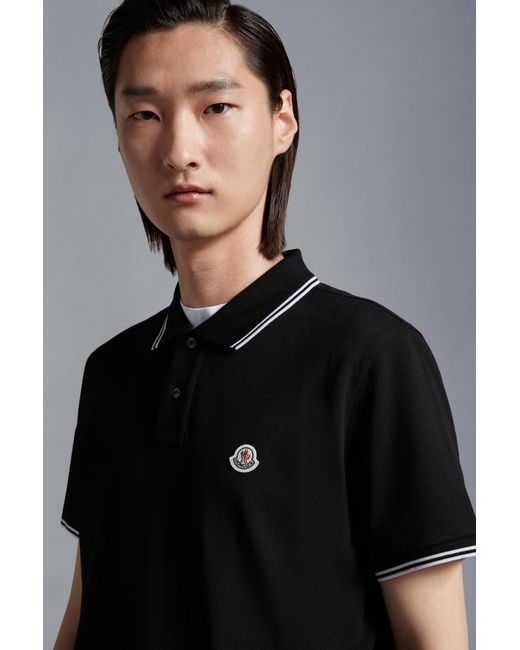 Moncler Black Logo Patch Polo Shirt for men