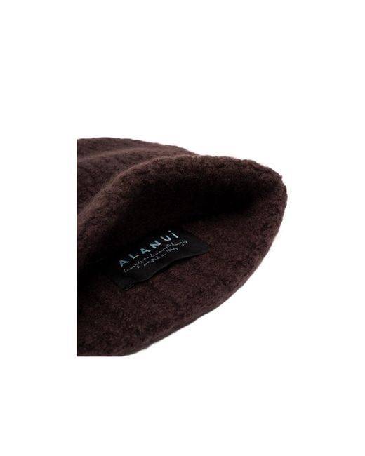 Alanui Red Ribbed-Knit Cashmere Beanie Hat