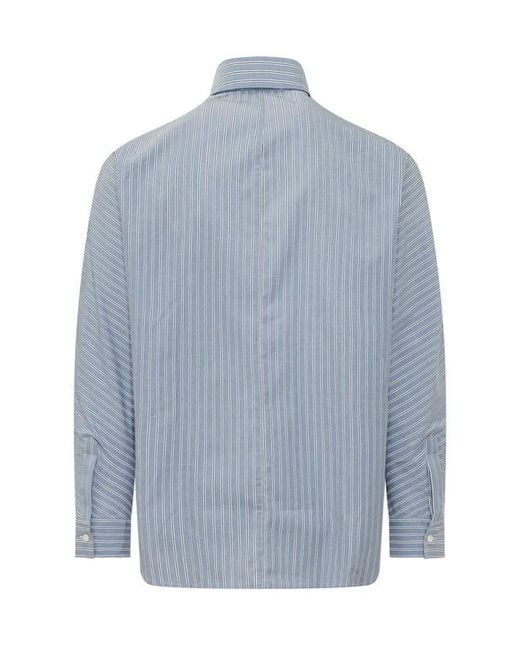 Givenchy Blue Couture Seam Striped Overshirt for men