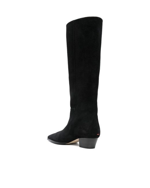 Aeyde Black Knee-High Block-Heeled Boots