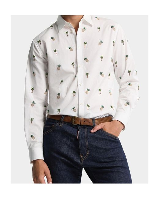 DSquared² White Embroidered Motif Shirt for men