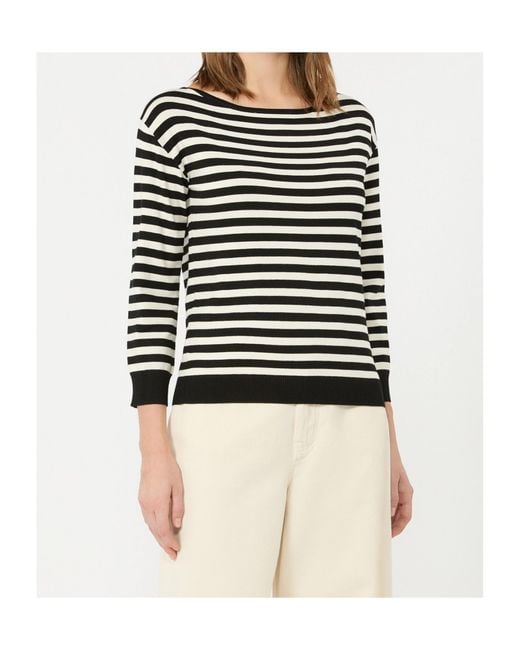 Weekend by Maxmara Black Striped Boat Neck Knitted Sweater