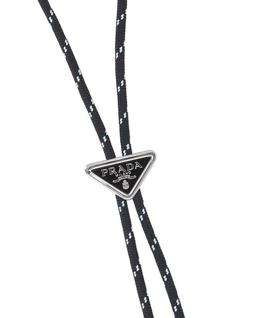 Prada White Triangle-Logo Tie for men