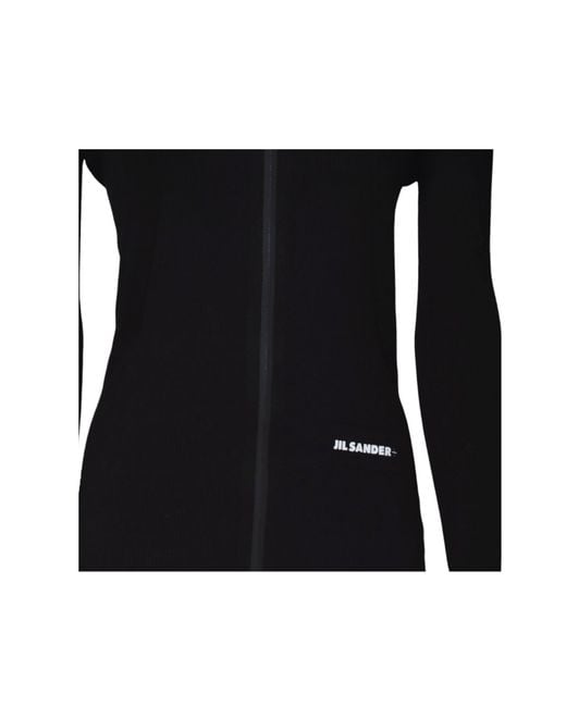 Jil Sander Black Hooded Zip-Up Cardigan