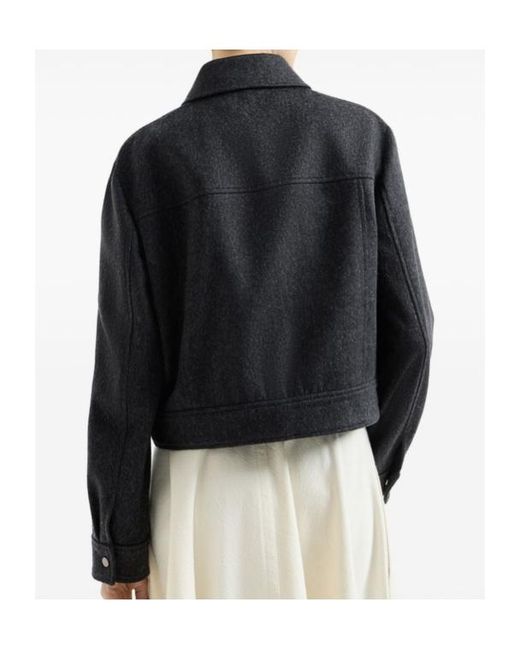 Brunello Cucinelli Black Collared Long-Sleeved Casual Jacket