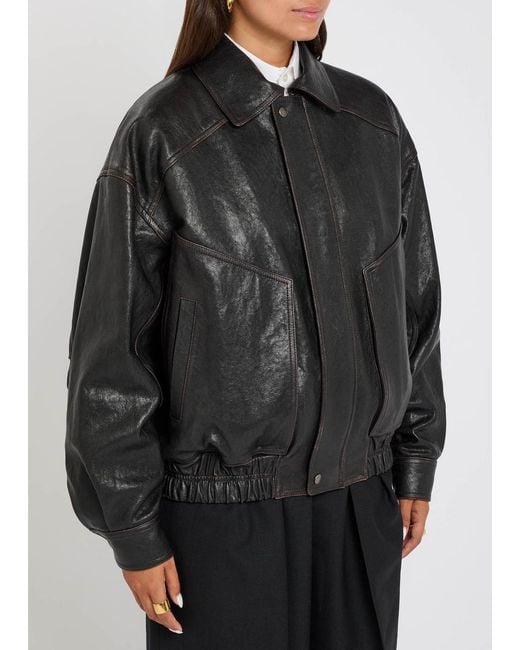 Saint Laurent Black Panelled Faded Leather Jacket
