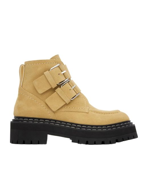 Proenza Schouler Natural Round-Head Buttoned Short Boots