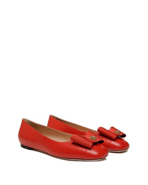 Bally Red B-Bow Ballet Flats