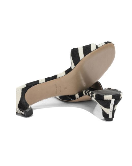 Ferragamo Black Round-Toe High-Heeled Sandals