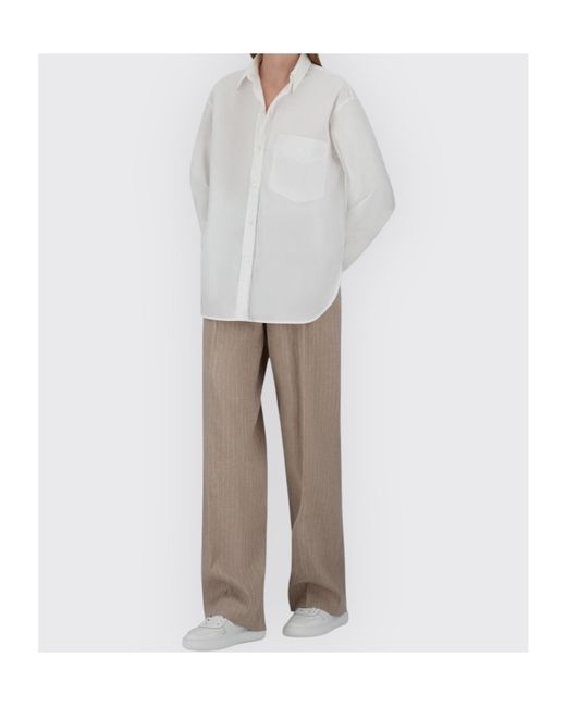 Herno White Logo Embroidered Long-Sleeved Shirt