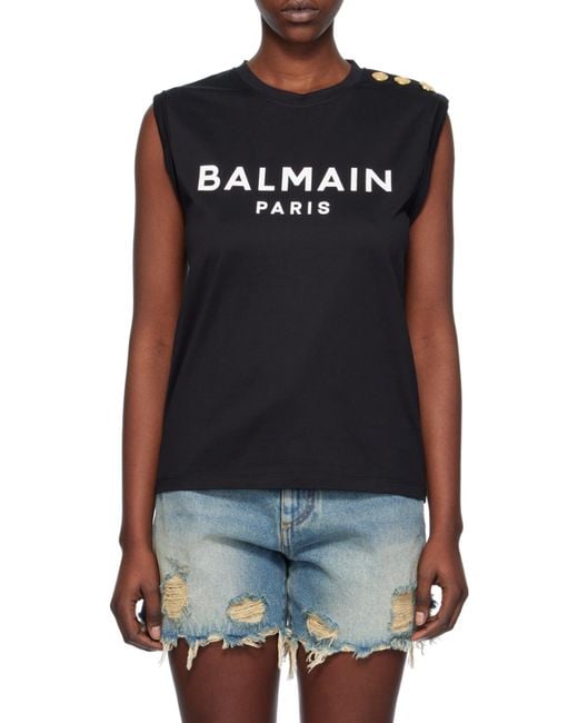 Balmain Black Cotton Logo T-Shirt