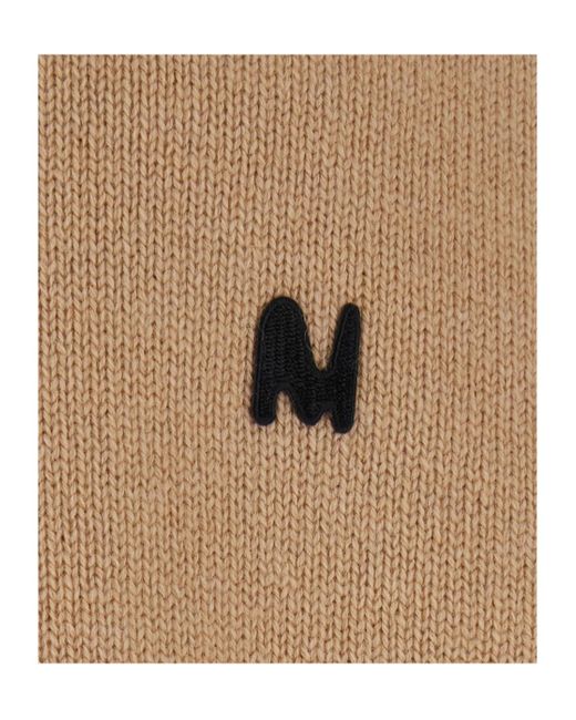 MSGM Brown Logo-Embroidered Crew-Neck Sweater for men