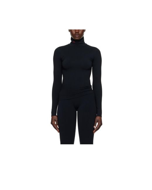 Perfect Moment Blue Ribbed Modal Blend Turtleneck Thermal Top